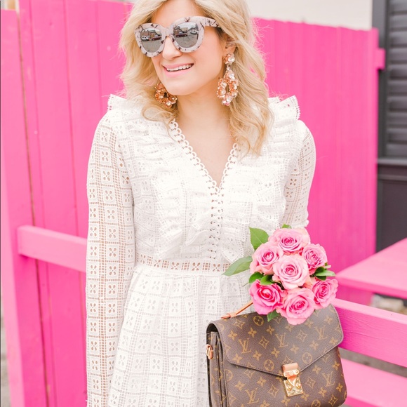 Chicwish Embroidered Eyelet White Dress - M - Picture 6 of 9